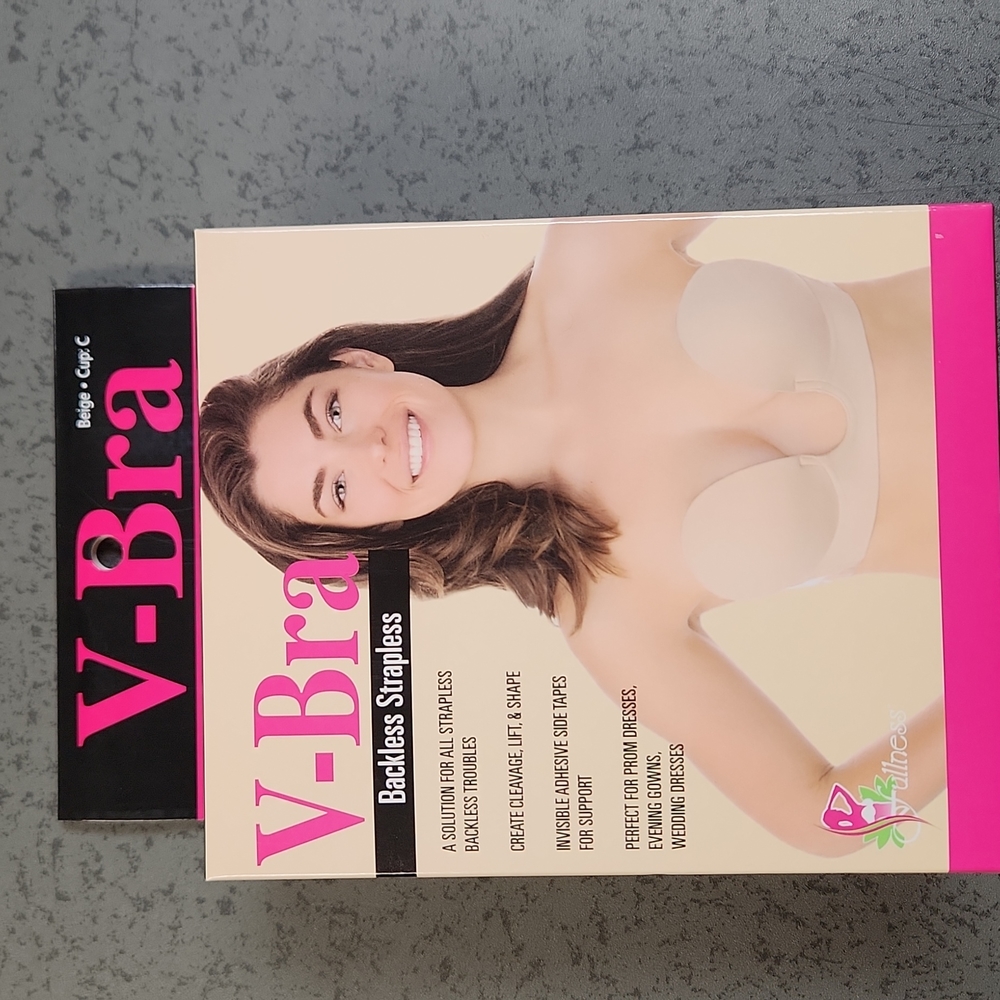V-Bra Backless Strapless Bra with Adhesive Side Tapes Nude Color